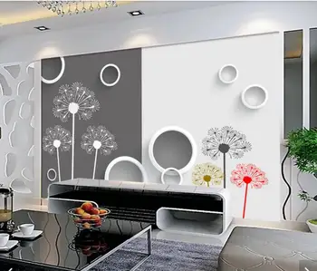 3D nástenná maľba Tapety na Stenu Umenie Ručné Maľovanie Čierna Biela Púpava Kvet Wall Paper Roll Spálňa Abstraktných De Parede Kontakt Papier