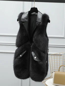 Na jeseň a v zime roku 2020, nové žien vyhovovali golier má dlhé kožené fox kožušiny vesta a skutočný kožušiny vesta bunda