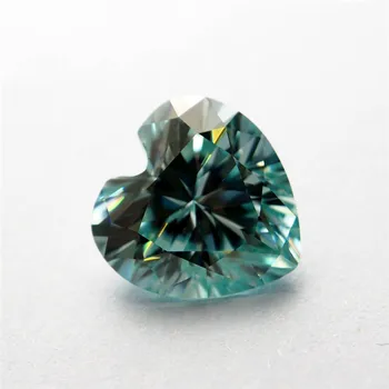 6*6 mm 0.7 Carat Zelená farba Moissanite srdce Skvelý strih Sic materiál podobný diamond