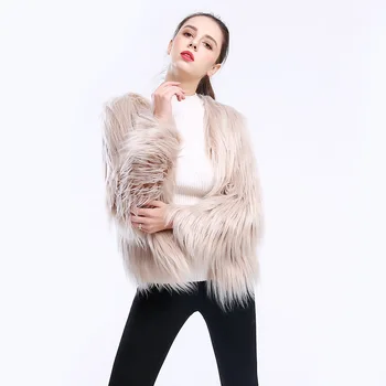 Kožušiny bunda 2020 nové dámske krátke voľné módne dlhým rukávom veľkosť jednoduchý a univerzálny high-end elegantné dámske kožušiny bunda