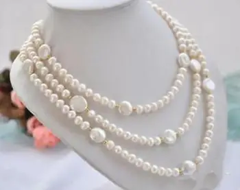 Krásne Dlhé 60 palec 7-13mm white pearl mince náhrdelník