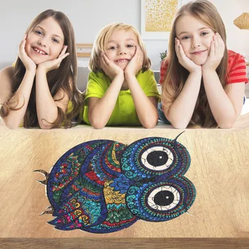 Sova vzor Drevené Puzzle Jedinečný Tvar Kusov 3D Zvierat Puzzle Darček pre Dospelých & Kids детские игрушки Kvapka Loď Vzdelávacie Hračky