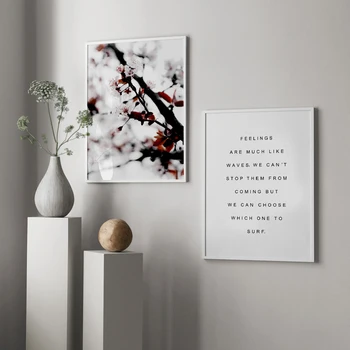 Čerešňové Kvety Strom, Kvet Rastliny Citácie Wall Art Plátno Na Maľovanie Nordic Plagáty A Tlačí Na Steny Obývacia Izba, Spálňa Decor