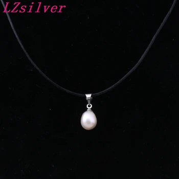10pcs Nové Módne dámy náhrdelník oválne perly Kúzlo prívesok, Originálny Kožený Náhrdelník A-153d