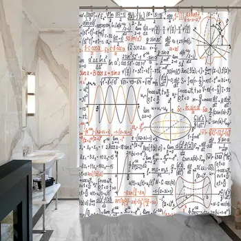 Miracille Zábavné Chemické Matematický Vzorec, Tlačené Kúpeľňa Nepremokavé Polyesterové Sprchové Závesy 12 Háčiky Domáce Dekorácie