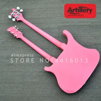 Delostrelectvo vlastné Dvojitý krk Rickenback gitara 4 string basy 6 strún elektrických gitár ružovej farby hudobné instument shop