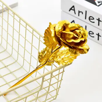 Umelý Kvet Ruže Valentín 24K Gold Rose Umelé Navždy Ruže Kvet Simulácia Kytice, Svadobné Dekorácie