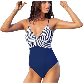 Ženské Stripe plavky s uväzovaním za jednodielne Plavky, Push-Up Plavky na Kúpanie Hada Tlače plavky 2020 Nové Plavky, Letné plážové oblečenie
