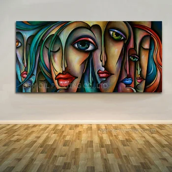 Vysoké Zručnosti Umelec Ručne maľované Vysoko Kvalitné Druhy Krásne Farby Abstraktné Portrét Modernej Tváre, olejomaľba na Plátne