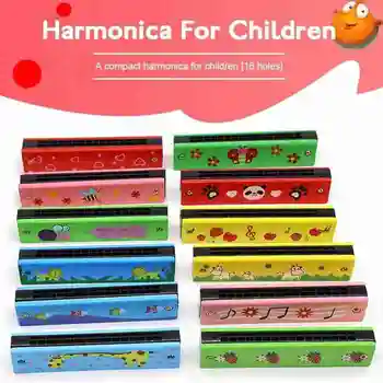 Dvojradu 16 Otvor Harmonica detské Drevené Maľované Harmonica Hudobné nástroje, detské Hudobné Vzdelávacie Hračky