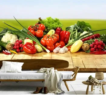 3d plastický tapetu,Krásne rôznych druhov zeleniny na palube potravín tapetu,reštaurácia, jedáleň, kuchyňa veľké nástenné maľby