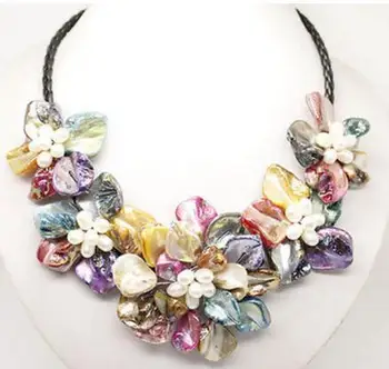 Móda perleť Abalone Vyrezávané Multicolor Shell Kvetina Náhrdelník s Príveskom