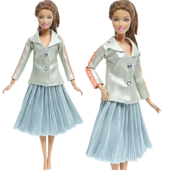 Módna Bábika Kožené Hornej Striebornej Sukne Bežné Nosenie Kostým Krásne Šaty, Šaty pre Bábiku Barbie Deti Dieťaťa Dievča Príslušenstvo