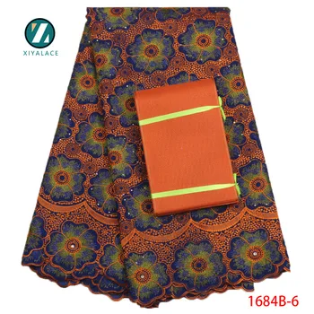 Africké Suché Textílie, Čipky Swiss Voile Vysokú Kvalitu Výšivky Bavlnená Tkanina Ženy Voile Švajčiarskej Čipky Textílie S Aso Oke PGC1684B-1