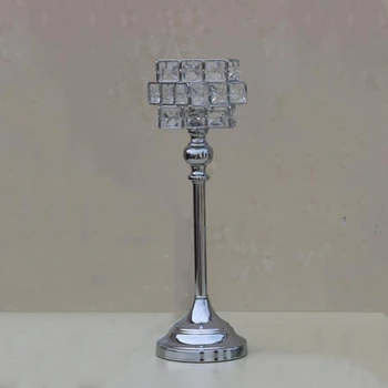 IMUWEN Nové zvláštne kovové strieborné prevedenie svietnik s kryštálmi svadobné candelabra vrchol domáce dekorácie svietnikov