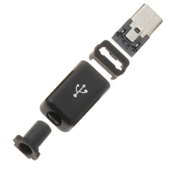 10 Sád Micro USB Zvárania Typ Mužskej 5 Pin Konektor Konektor w/Plastový Kryt 4 v 1 DIY