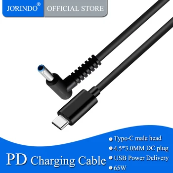 JORINDO 1,5 M/4.9 FT Notebook PD Emulátor spúšťať linky,Typ-C 4,5*3.0 MM PD Rýchle Nabíjanie kábel,USB-C 4,5*0.6 MM s kolíkom