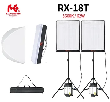 Falcon Eyes 2ks RX-18T 62W Flexibilné LED Video Svetlo 504pcs Rollable Handričkou Lampa s Difúzorom + Vonkajšie puzdro + Svetelný Stojan