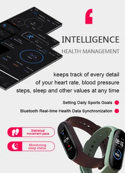 M5 Smart Hodinky Zdravie Náramok Farebný Displej Srdcovej Frekvencie, Krvného Tlaku Smart Pásmo 5 Fitness Tracker Smartband Náramok Mužov