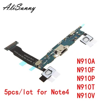 AliSunny 5 ks Nabíjací Port Flex Kábel pre SamSung Note4 N910A N910F N910P N910T N910V USB Dock Konektor Mic Senzor Časti