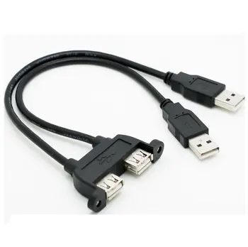 Bochara Dual USB 2.0 Mužov a dvomi USB 2.0 Samica USB 2.0 Predlžovací Kábel so Skrutkou Panel Mount Mužov a Žien 30 cm 50 cm
