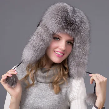 Móde Nový Štýl Luxusné Zimné Ruský Prírodné Reálne Fox Kožušiny Klobúk 2019 Ženy Teplé Kvalitnej Originálne Reálne Fox Kožušiny Spp