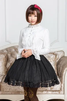 Princezná sladké lolita sukne Japonský Lolita skladaný priadza lady čipky krátke sukne s vysokým pásom slim silver Šifón sukne GZWY038