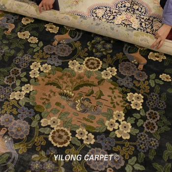 YILONG 8'x8' Ručné hodváb perzský koberec námestie jedinečný dizajn poschodí orientálne koberce (YXR098AB)