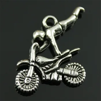 10pcs/veľa Motocykel Atletika Prívesok Charms DIY Kovové Šperky, Takže Antique Silver Farba 25x25mm