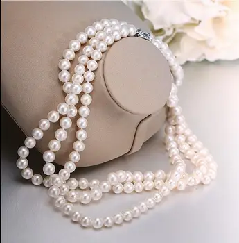 Klasické 9-10 mm okrúhle biele perlový náhrdelník 36 palcový 50