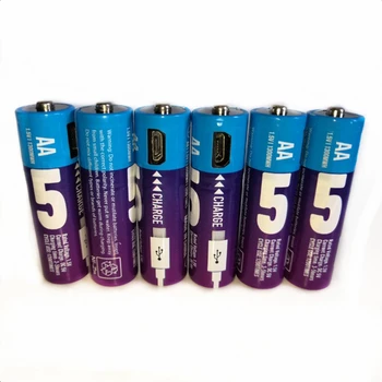 6Pcs/Veľa Nových 1,5 V AA nabíjateľné batérie 1300mwh USB Ni-Zn nabíjateľná batéria pre bezdrôtový mikrofón hračky
