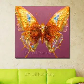 Ručne Vyrobené Maľovanie Na Plátno Zlatý Motýľ Olejomaľba Abstraktné Moderné Plátno Na Stenu Umenie Obývacia Izba Dekor Obrázok Č Rámovanie