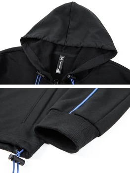 Pioneer tábor jesenná bunda, kabát mužov obyčajný čierny streetwear modrým pruhom windbreaker človeka bunda s kapucňou pre teen