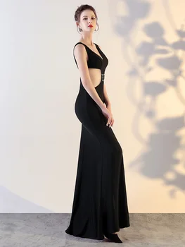 Black Prom Šaty 2020 Narodeninovej Party Šaty Ilúzie Crystal Flitrami Tylu Formálne Maturitné Šaty
