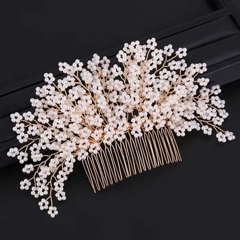 Elegantné zlaté svadobné doplnky do vlasov perličiek vlasy hrebeňom svadobné doplnky do vlasov, svadobné šaty, doplnky
