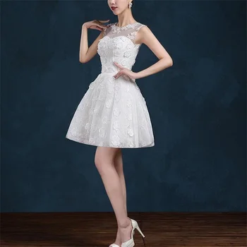 Najnovšie Bridesmaid, Šaty Elegantné Vysoká Krku Loptu Prom Party Sprievod Maturitné Šaty Krátke Sexy Pozri Prostredníctvom Späť Formálne Šaty