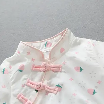 Letné Detské Oblečenie Cheongsam Novorodenca Krásne Tlač Romper Dievčatká Bez Rukávov Čínsky Štýl Jumpsuit