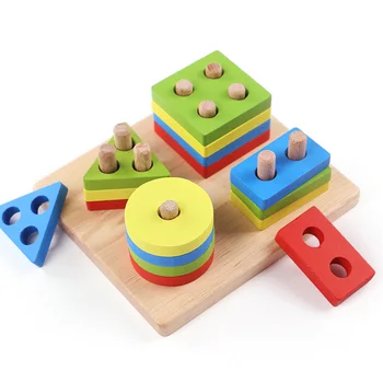 Drevené Vzdelávacie Predškolského Montessori Hračka pre Deti Baby Farby Uznanie Geometrické Rady Puzzle, Hračky Dropshipping