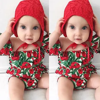 Detská Baby Girl Kvetinový Kombinézu Jumpsuit Oblečenie Sunsuit Tulipán Oblečenie