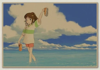 Hayao Miyazaki animácie Odvážneho Preč Retro Vintage Poster plagát na Stenu Dekor Pre Domáce Bar, Kaviareň forkid izba