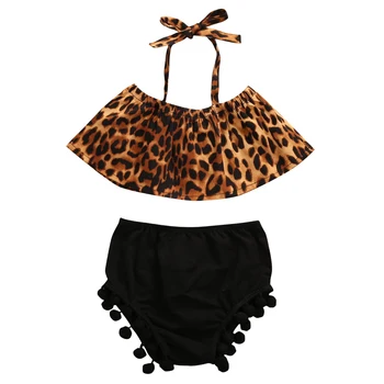 Horúce Rozkošný Dieťa Dievčatá Oblečenie Leopard Vytlačené T-tričko + Krátke Nohavice Nastaviť Deti roztomilý Letné Oblečenie