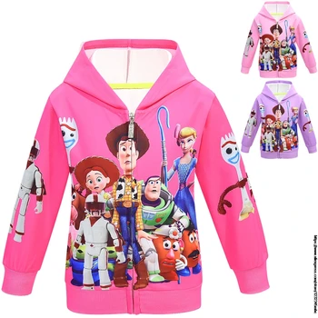Toy Story 4 Chlapci Dievčatá Oblečenie Bundy s Kapucňou na Zips, Kabát Jar Jeseň Fashion Outwear Bundy Tlač Detí Ležérne Oblečenie