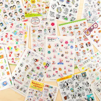 Kórejský Kawaii kancelárske potreby Papier, Nálepky Transparentné Roztomilý DIY Nálepky Scrapbooking Cartoon Denník PVC Mobilný Telefón Nálepky
