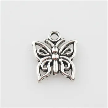 Nové 35Pcs Tibetskej Striebornej Farbe Krásne Malý Motýľ Charms Prívesky 12.5x15mm