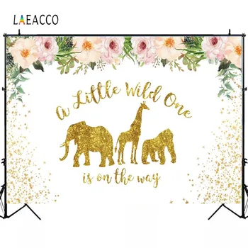 Laeacco Wild Jeden Pozadia Kvety Bodky Zvieratá Slon Jeleň Medveď Na Mieru Fotografie Prostredí Narodeniny Photozone Rekvizity