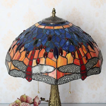 Tiffany stolná Lampa 16-Palcové Klasické Európske Barokové vitráže spálňa Nočná Lampa E27 110-240V