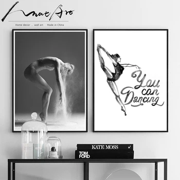 Tanec, Maľovanie čiernobiele Fotografie Plagát Balerína nordic plagát moderné Domáce Dekorácie plátno na stenu umenie pre spálne