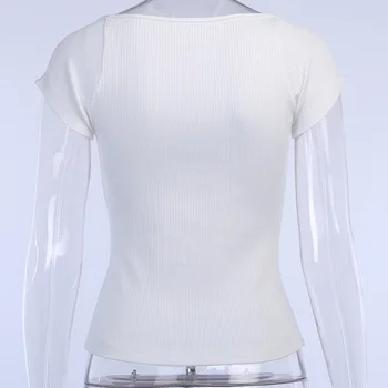 Ženy Krátke Sleeve T-Shirts Čierna Biela Plodín Topy Styllish Slim Tees 2020 Lete Bežné Základné Streetwear Top Tees Harajuku