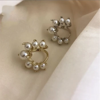 Elegantný Retro Nadrozmerná Multi Pearl Prstene pre Ženy Lady Lesklé Nastaviteľné Nepravidelný Kúzlo Krúžok kórejský Svadobné Šperky Prst Prsteň