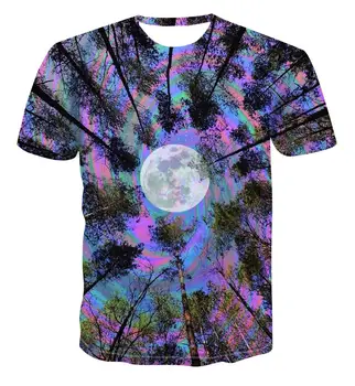 Nové 3D dynamický obraz tlač geometrický vzor farebné letné T-shirt priedušná hornej psychedelic závrat T-shirt trend pár